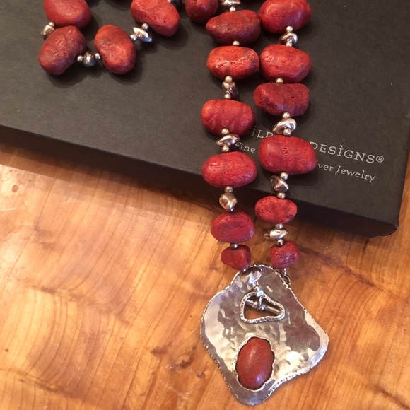 Rare Silpada Sterling Silver Red Sponge Coral Toggle Clasp Necklace N0900 - Picture 13 of 16